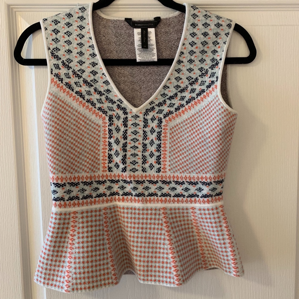BCBGMaxazria Peplum Jacquard Top